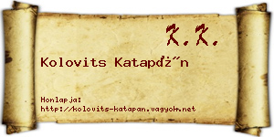 Kolovits Katapán névjegykártya